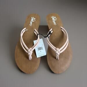 Volcom Minimalist Brown Flip Flops 9 White Strap Thong Sandals Women's NWT
